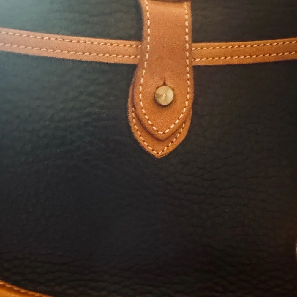 Dooney & Bourke 1980's  Cavalry Trooper  Black -Tan | DB Horseshoe Strap Tabs